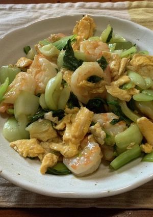 青梗菜のエビたまご炒め-レシピのメイン写真