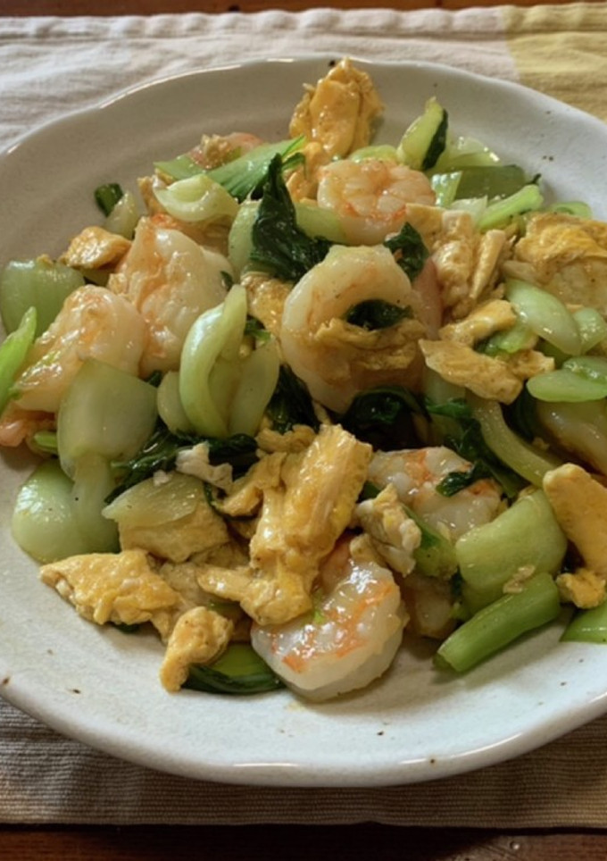 青梗菜のエビたまご炒め-レシピのメイン写真