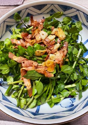 にんにくとベーコンのクレソンサラダ♪-レシピのメイン写真