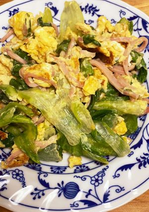 捨てないで!レタスの青い葉の玉子とじ-レシピのメイン写真