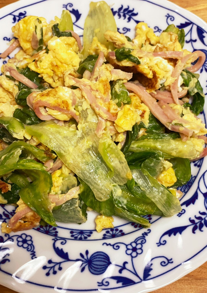 捨てないで！レタスの青い葉の玉子とじ-レシピのメイン写真
