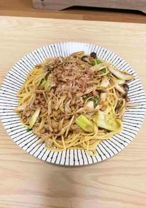 和風きのこ納豆パスタ-レシピのメイン写真