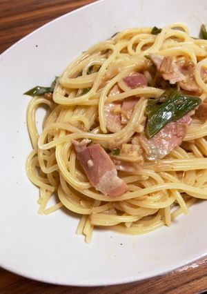 なめ茸とベーコンの和風クリームパスタ-レシピのメイン写真