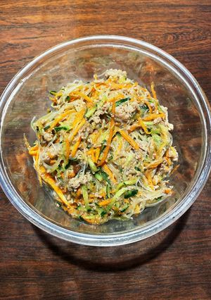 肉そぼろ入り野菜春雨サラダ-レシピのメイン写真