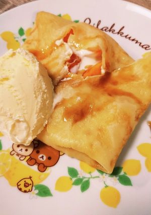 柿ヨーグルトクレープ☆バニラ添え-レシピのメイン写真