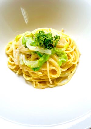 蟹帆立とろシャキ白菜のクリームパスタ-レシピのメイン写真
