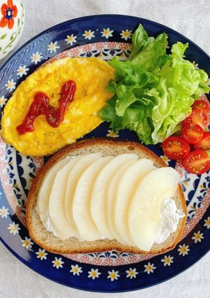 【ワンプレート朝食】梨のオープンサンド-レシピのメイン写真