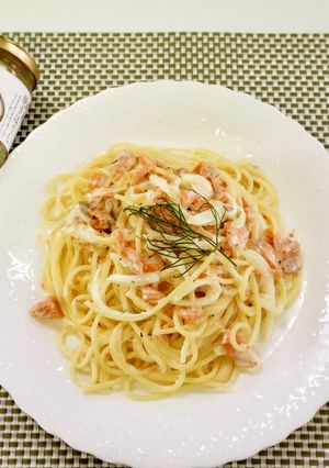 鮭ほぐしで時短簡単★クリームパスタ-レシピのメイン写真
