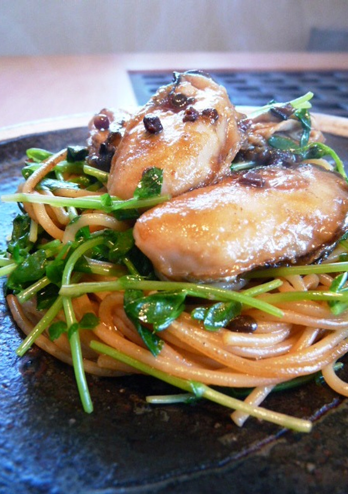 牡蠣と豆苗のパスタ　山椒風味-レシピのメイン写真