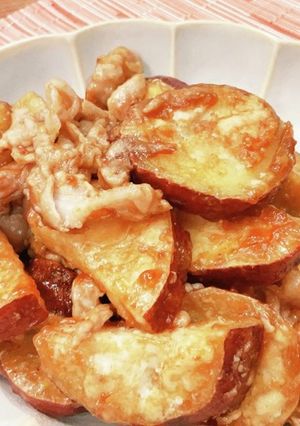 サクッホクッ♪さつまいもと豚肉の甘辛炒め-レシピのメイン写真