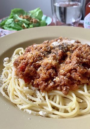 ミートソースパスタ-レシピのメイン写真