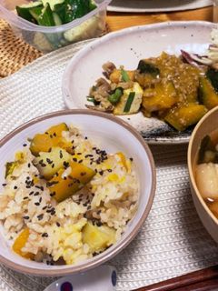 さつまいもとカボチャ(栗)の炊き込みご飯-レシピのメイン写真