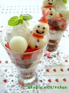 クリームチーズ白玉の雪だるま★パフェ☆-レシピのメイン写真