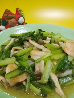 小松菜とエビの炒め物-レシピのメイン写真