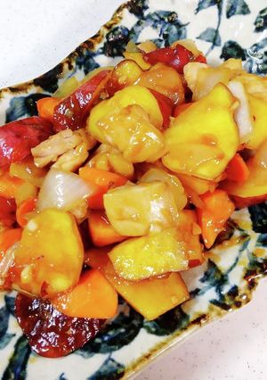 サツマイモと鶏肉のニンニクはちみつ醤油-レシピのメイン写真