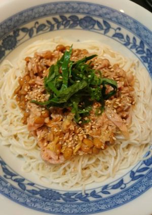 簡単！美味♪納豆とツナのまぜそば風素麺♪-レシピのメイン写真