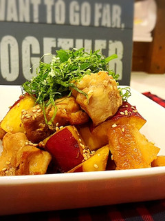 鶏肉とサツマイモの麺つゆバター炒め♪-レシピのメイン写真