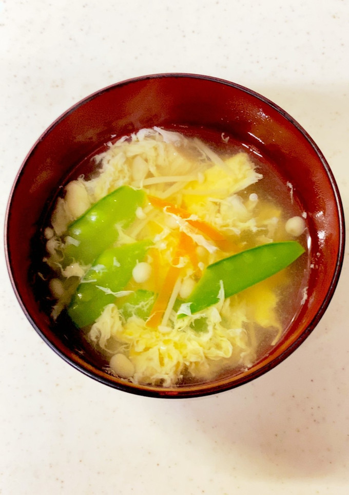 えのき 人参 絹さや かきたま味噌汁^^-レシピのメイン写真