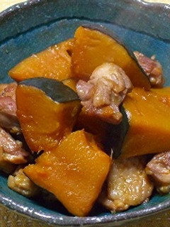 フライパンでカボチャ煮(鶏モモ入り)♪-レシピのメイン写真