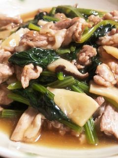 熱々!小松菜と豚肉の中華あんかけ-レシピのメイン写真