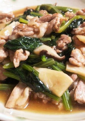 熱々！小松菜と豚肉の中華あんかけ-レシピのメイン写真