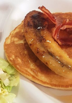 ベーコンバナナホットケーキ　朝ごはん-レシピのメイン写真