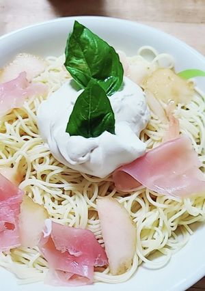 桃の冷製パスタ-レシピのメイン写真