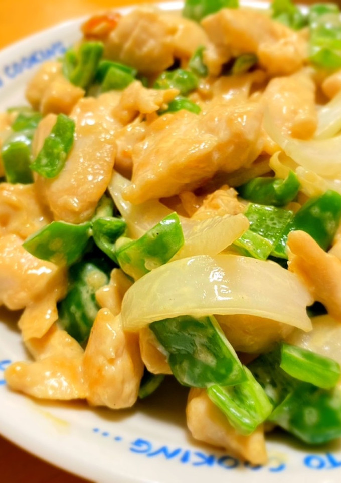 鶏ささみとピーマンと玉ねぎのマヨ醤油炒め-レシピのメイン写真