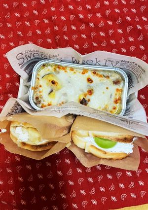 さつま芋グラタンとフルーツサンド弁当-レシピのメイン写真