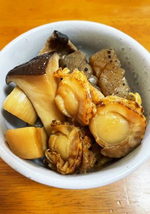 ベビーホタテとエリンギとこんにゃくの煮物-レシピのメイン写真