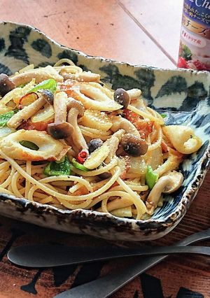 おうち居酒屋★ちくわのピリ辛カレーパスタ-レシピのメイン写真