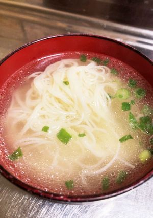 三枚肉の茹で汁を素麺又は沖縄ソバ汁へ-レシピのメイン写真