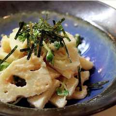 A picture of パスタソースでれんこんの明太和え.