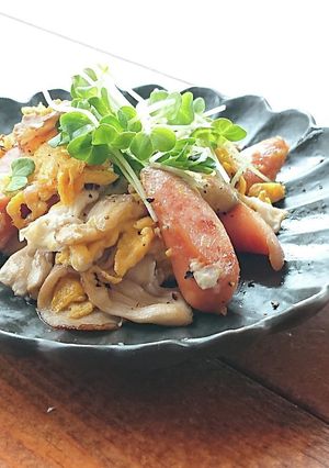 おうち居酒屋★舞茸とベーコンの玉子炒め-レシピのメイン写真