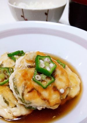 オクラと豆腐のふんわりつくね〜和風あん〜-レシピのメイン写真