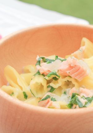完了期・鮭とほうれん草のクリームパスタ-レシピのメイン写真