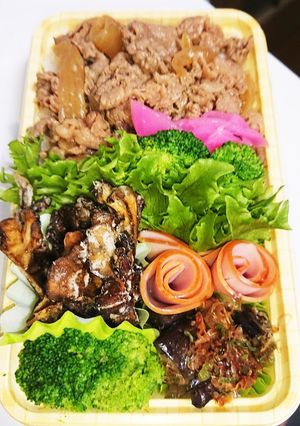 【夫婦弁当132】牛丼と舞茸と茄子ポン酢-レシピのメイン写真