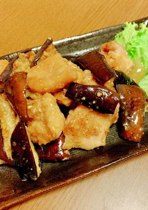鶏肉と茄子の胡麻味噌炒め-レシピのメイン写真