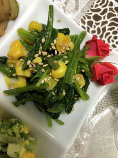 ほうれん草とコーンの胡麻和え-レシピのメイン写真