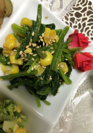 ほうれん草とコーンの胡麻和え-レシピのメイン写真
