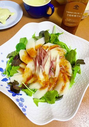 梨とみょうがのシャキシャキ味噌ダレサラダ-レシピのメイン写真