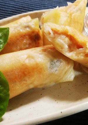 鮭缶×冷蔵庫にある食材で春巻き♡-レシピのメイン写真