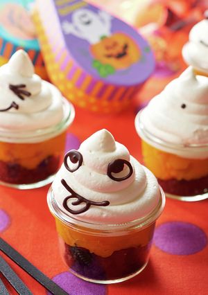 おばけがとび出すチーズケーキパフェ♪-レシピのメイン写真