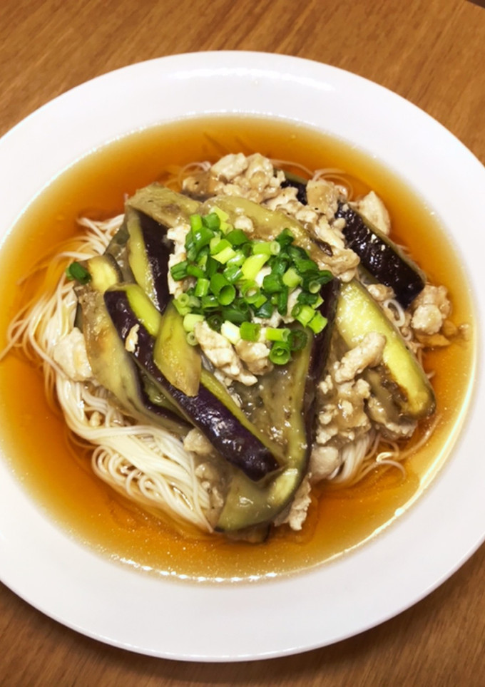 茄子と鶏そぼろの餡掛けそうめん-レシピのメイン写真