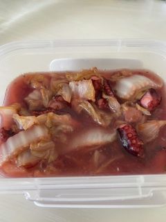 鯖の水煮缶のお汁でタコと白菜煮てみた-レシピのメイン写真
