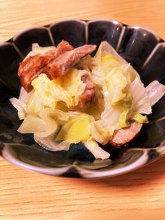 白菜ねぎと焼豚の酒蒸し-レシピのメイン写真