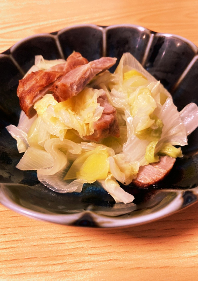 白菜ねぎと焼豚の酒蒸し-レシピのメイン写真