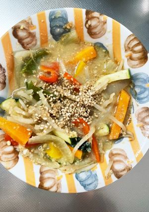 レンジもやしズッキーニ豚味噌丼味野菜炒め-レシピのメイン写真
