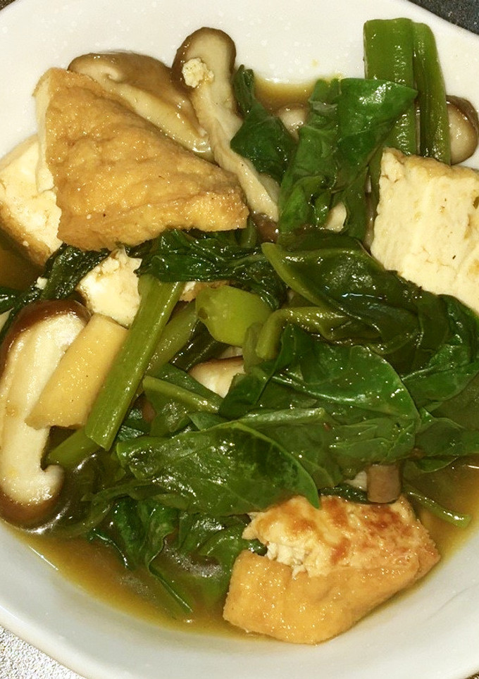 厚揚げとつるむらさきと椎茸のポン酢煮-レシピのメイン写真