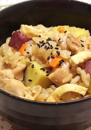 鶏と さつまいも の炊き込みご飯-レシピのメイン写真